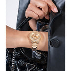 Shooting Star Women Quartz Champagne Dial Analog Stainless Steel Watch GW0746L2