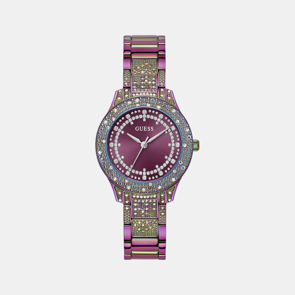 Trend Women Quartz Purple Dial Analog Stainless Steel Watch GW0746L3