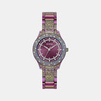 Trend Women Quartz Purple Dial Analog Stainless Steel Watch GW0746L3