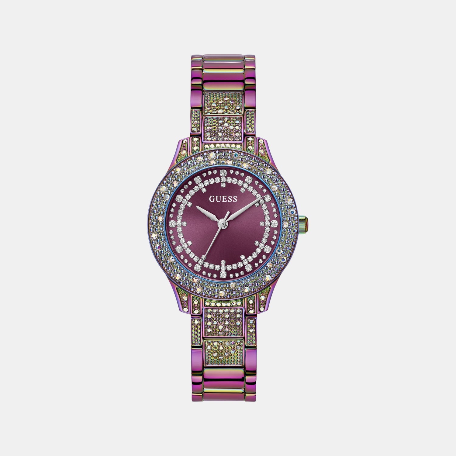 Trend Women Quartz Purple Dial Analog Stainless Steel Watch GW0746L3