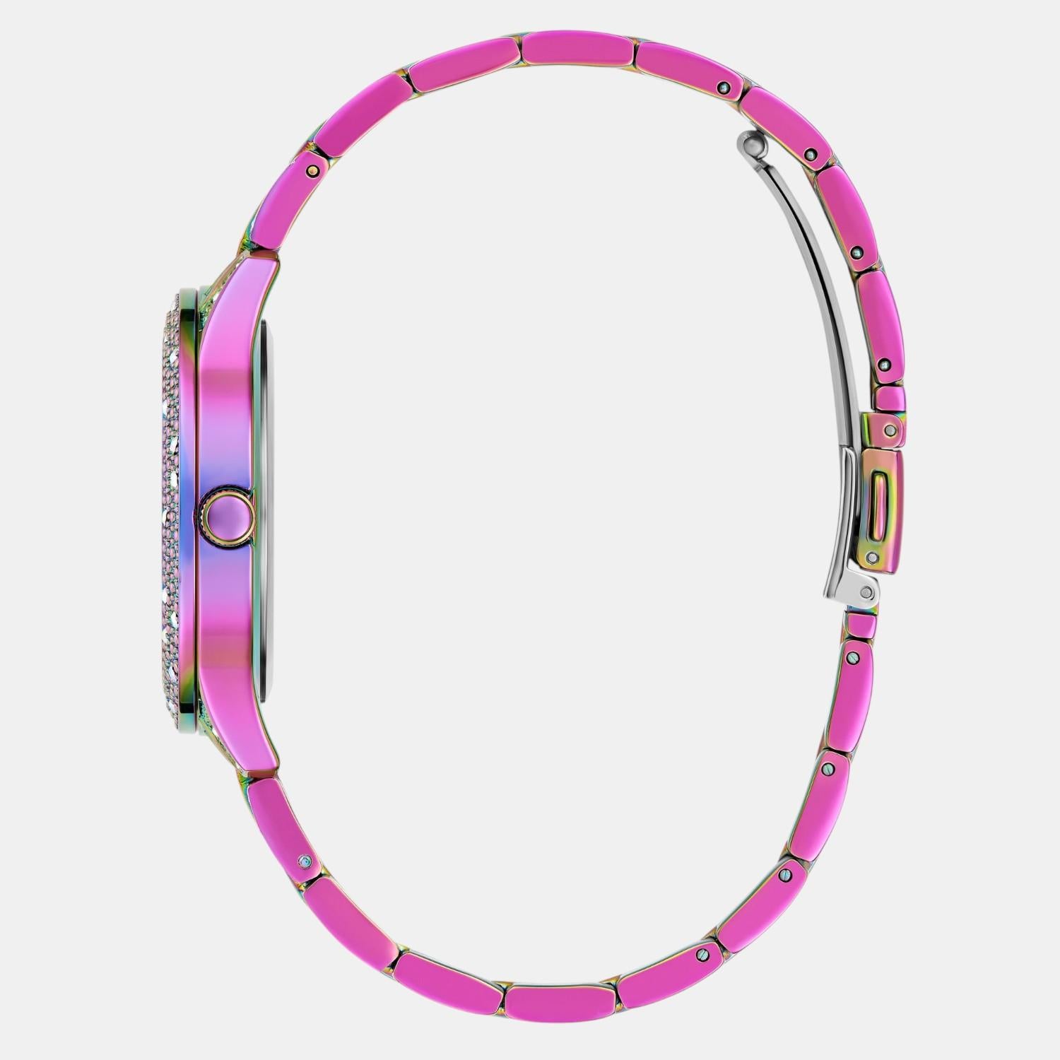 Trend Women Quartz Purple Dial Analog Stainless Steel Watch GW0746L3