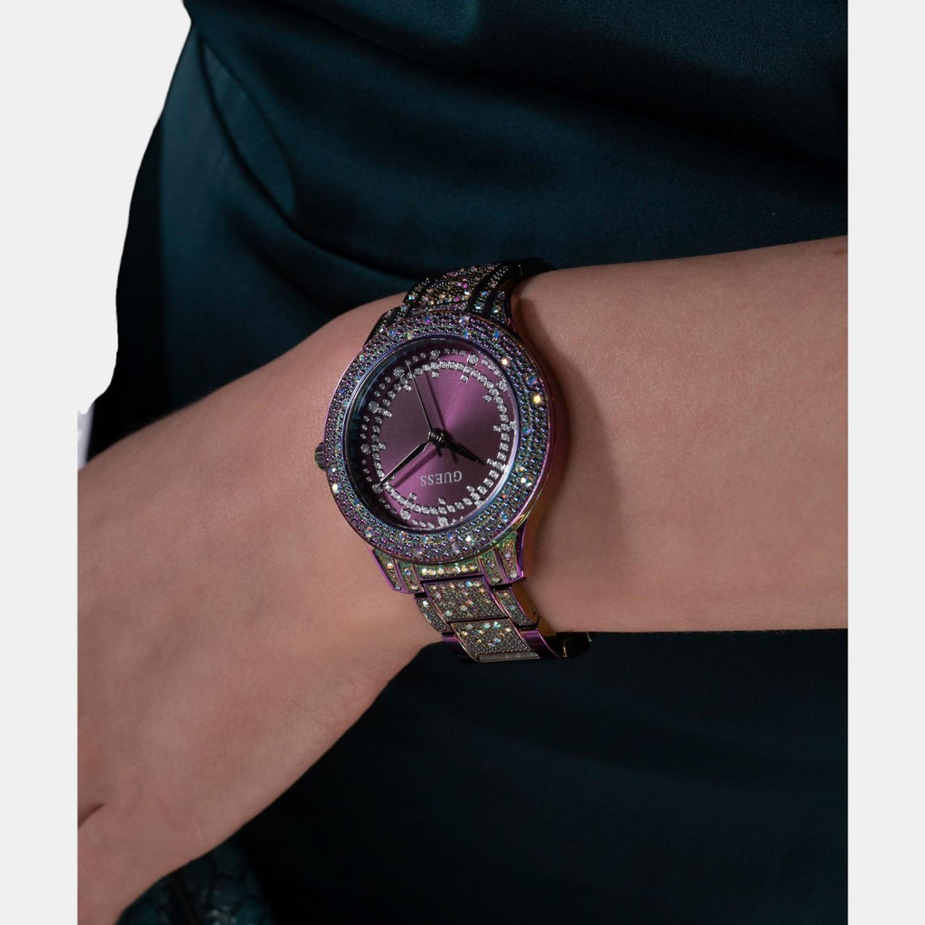 Trend Women Quartz Purple Dial Analog Stainless Steel Watch GW0746L3