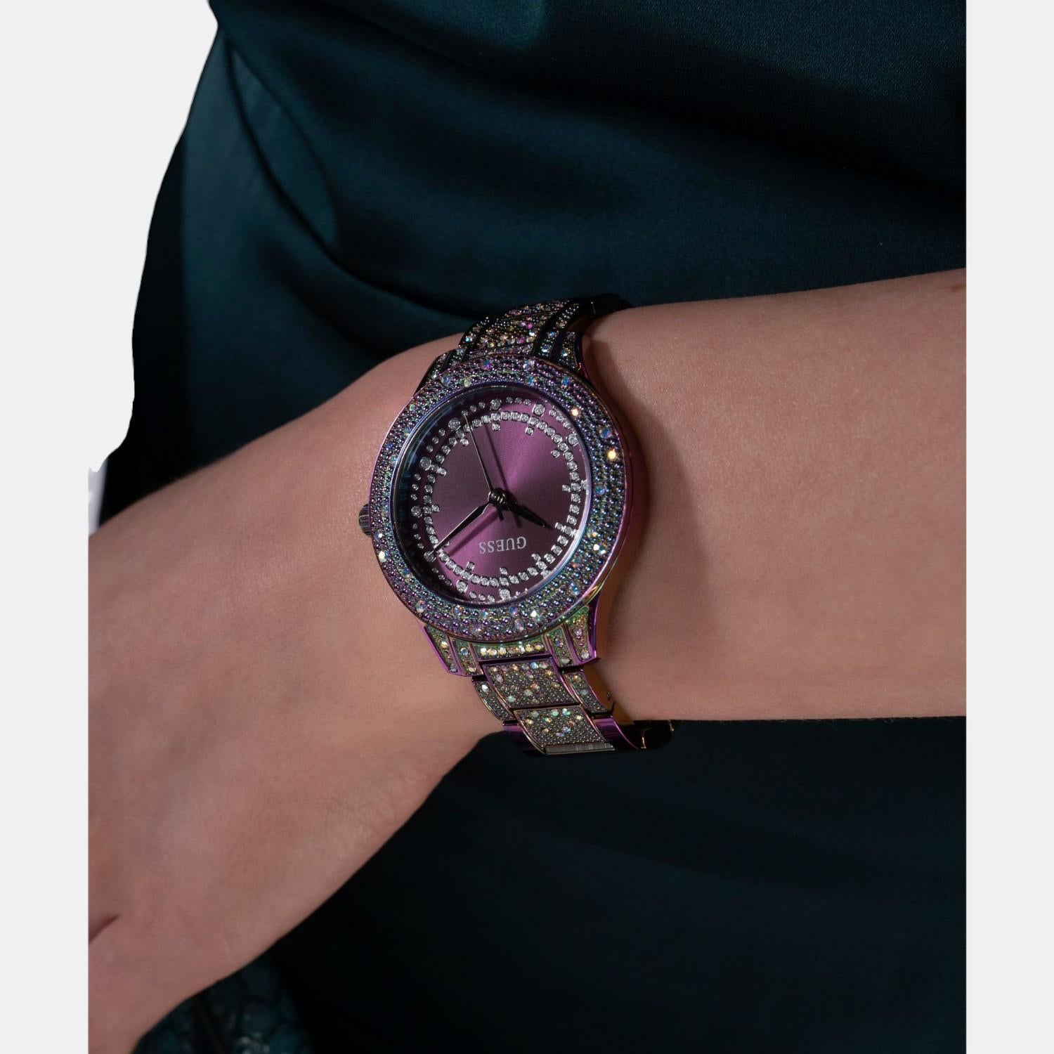 Trend Women Quartz Purple Dial Analog Stainless Steel Watch GW0746L3