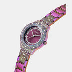 Trend Women Quartz Purple Dial Analog Stainless Steel Watch GW0746L3