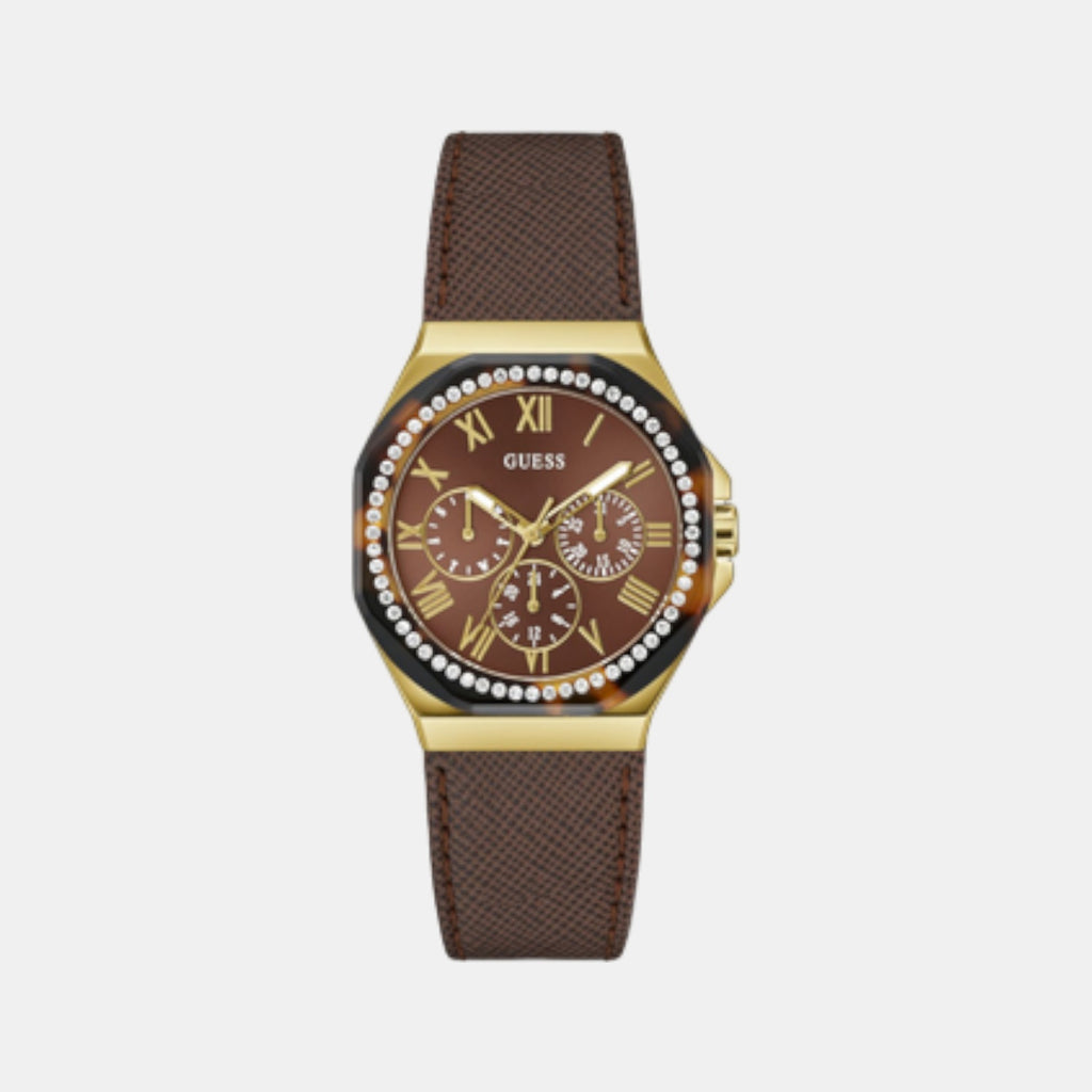 Glaze Women Quartz Brown Dial Multi-Function Leather Watch GW0753L3