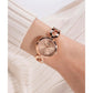 Bejeweled Women Quartz Rose Gold Dial Analog Recycled Steel Watch GW0759L3