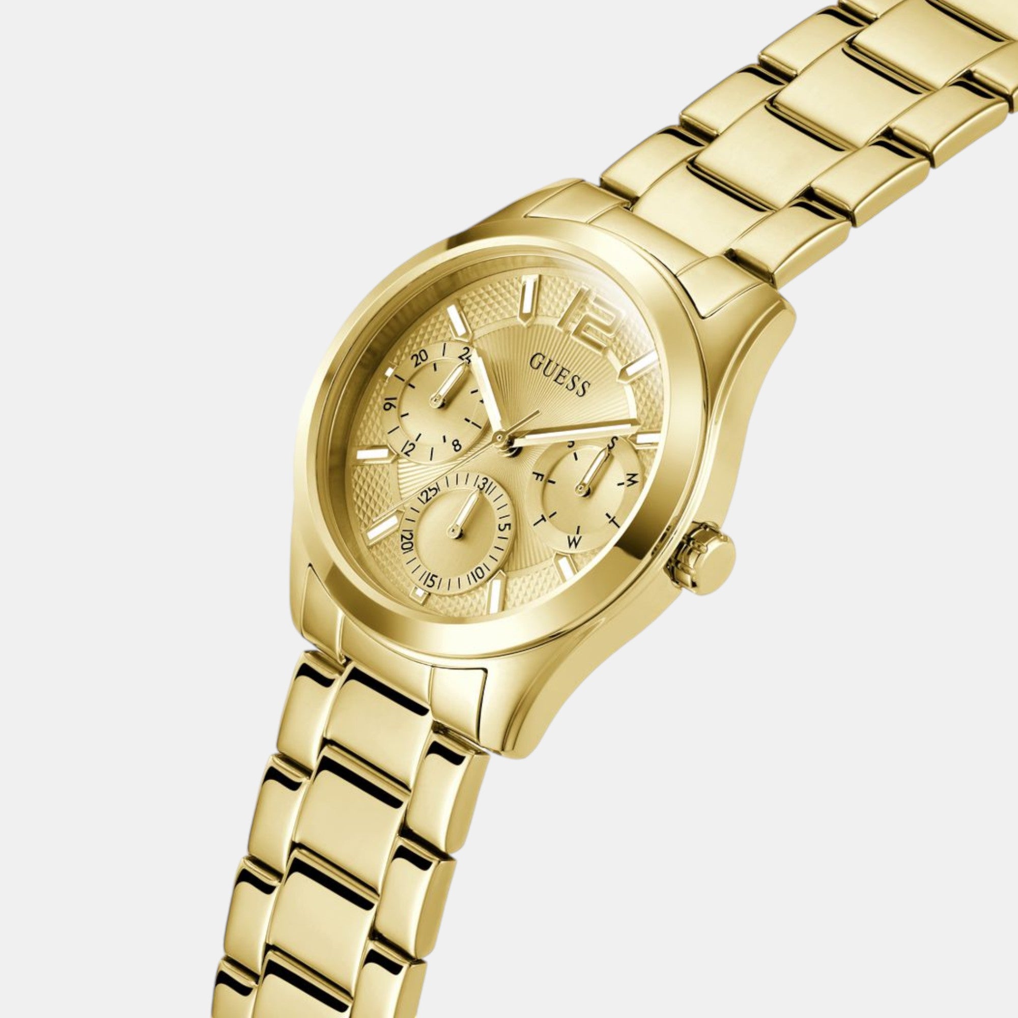 Guess Women Round Champagne watch