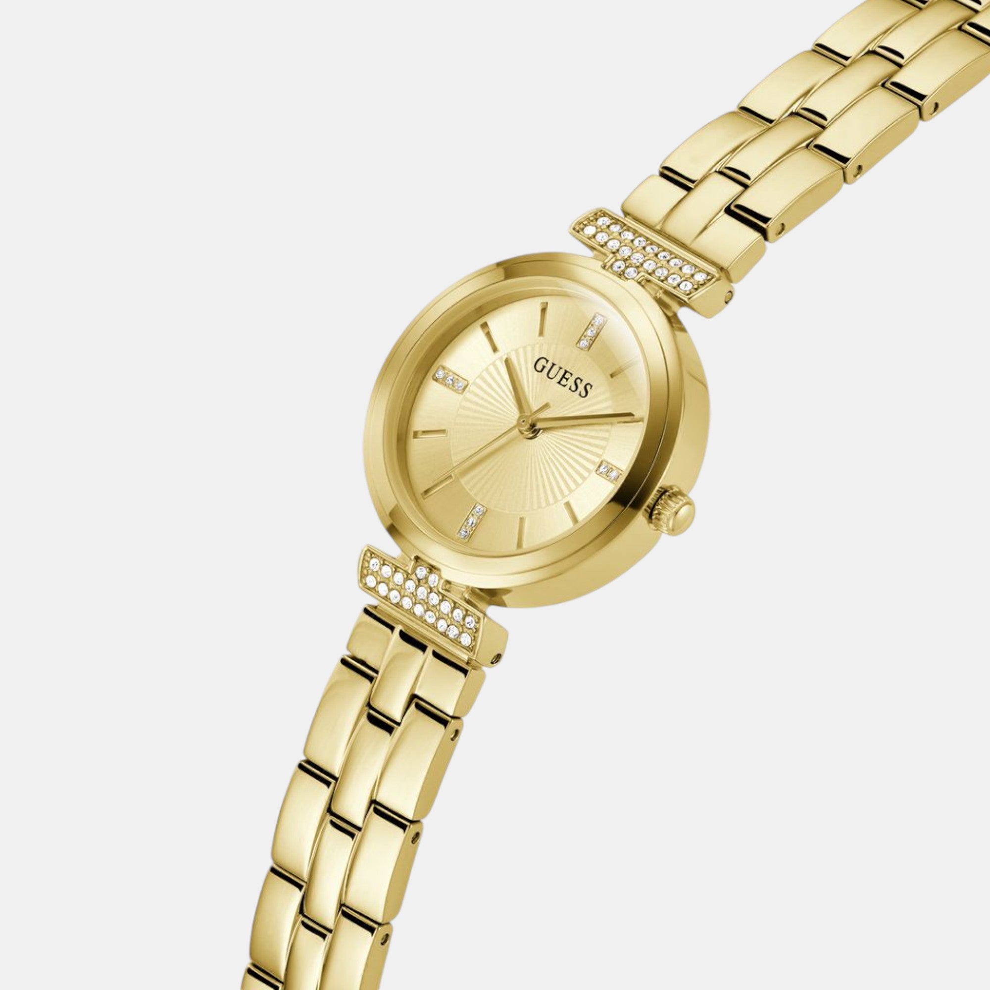 Guess Women Round Champagne watch