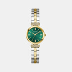 Bejeweled Women Quartz Green Dial Analog Stainless Steel Watch GW0762L6