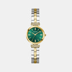 Bejeweled Women Quartz Green Dial Analog Stainless Steel Watch GW0762L6