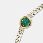 Bejeweled Women Quartz Green Dial Analog Stainless Steel Watch GW0762L6