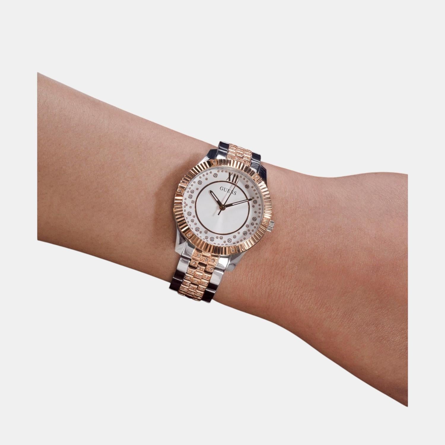 Dress Women Quartz Silver Dial Analog Stainless Steel Watch GW0765L2