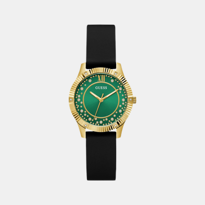 Dress Women Quartz Green Dial Analog Silicone Watch GW0766L3