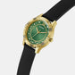 Dress Women Quartz Green Dial Analog Silicone Watch GW0766L3