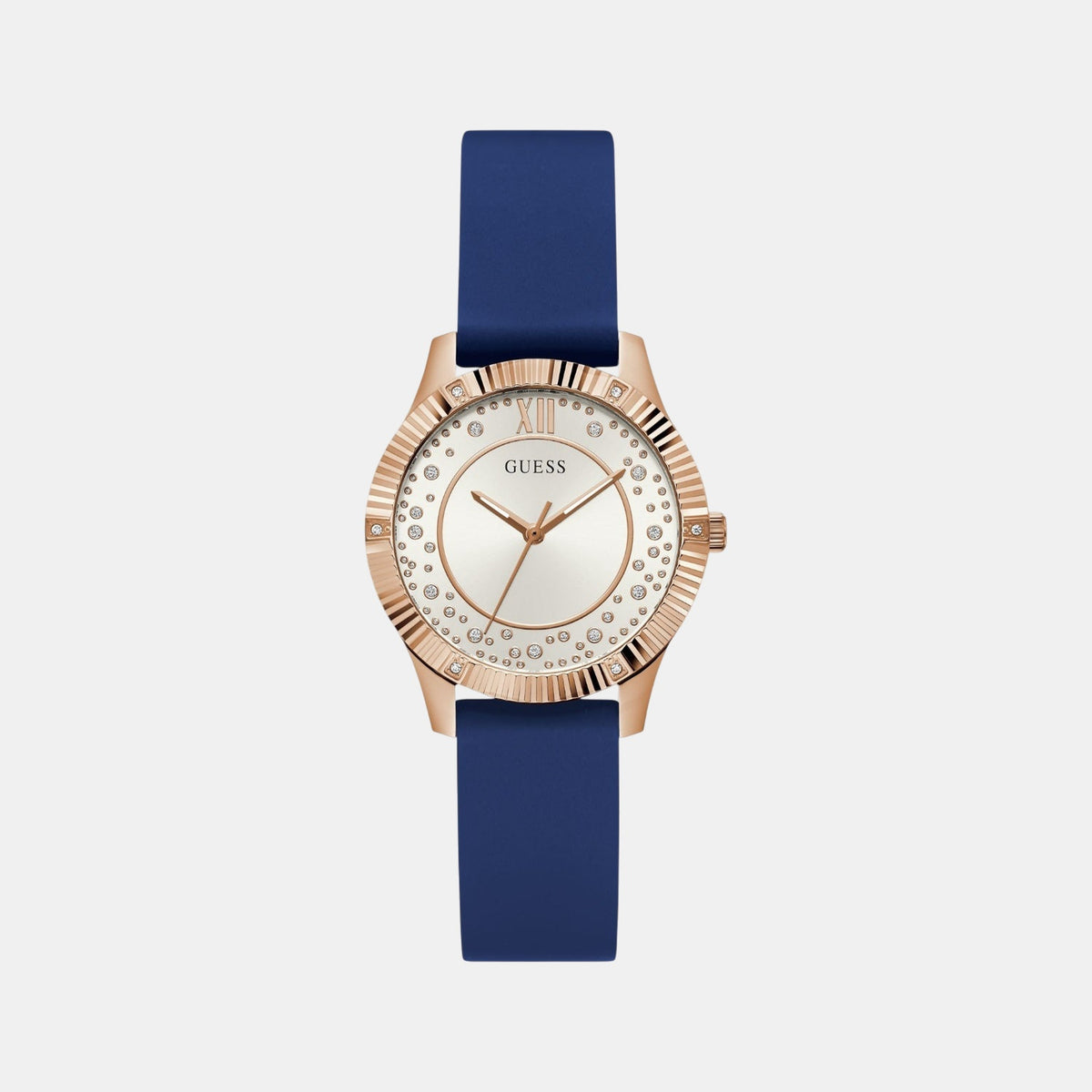 Dress Women Quartz White Dial Analog Silicone Watch GW0766L4