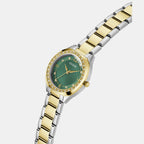 Dress Women Quartz Green Dial Analog Stainless Steel Watch GW0767L4
