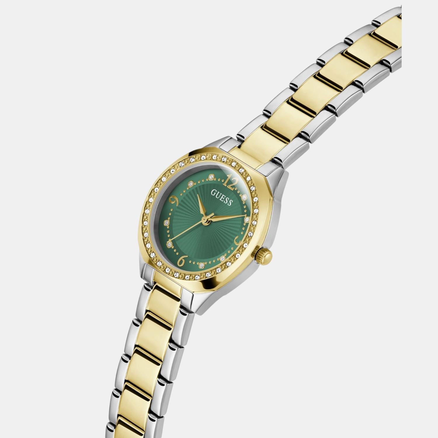 Dress Women Quartz Green Dial Analog Stainless Steel Watch GW0767L4