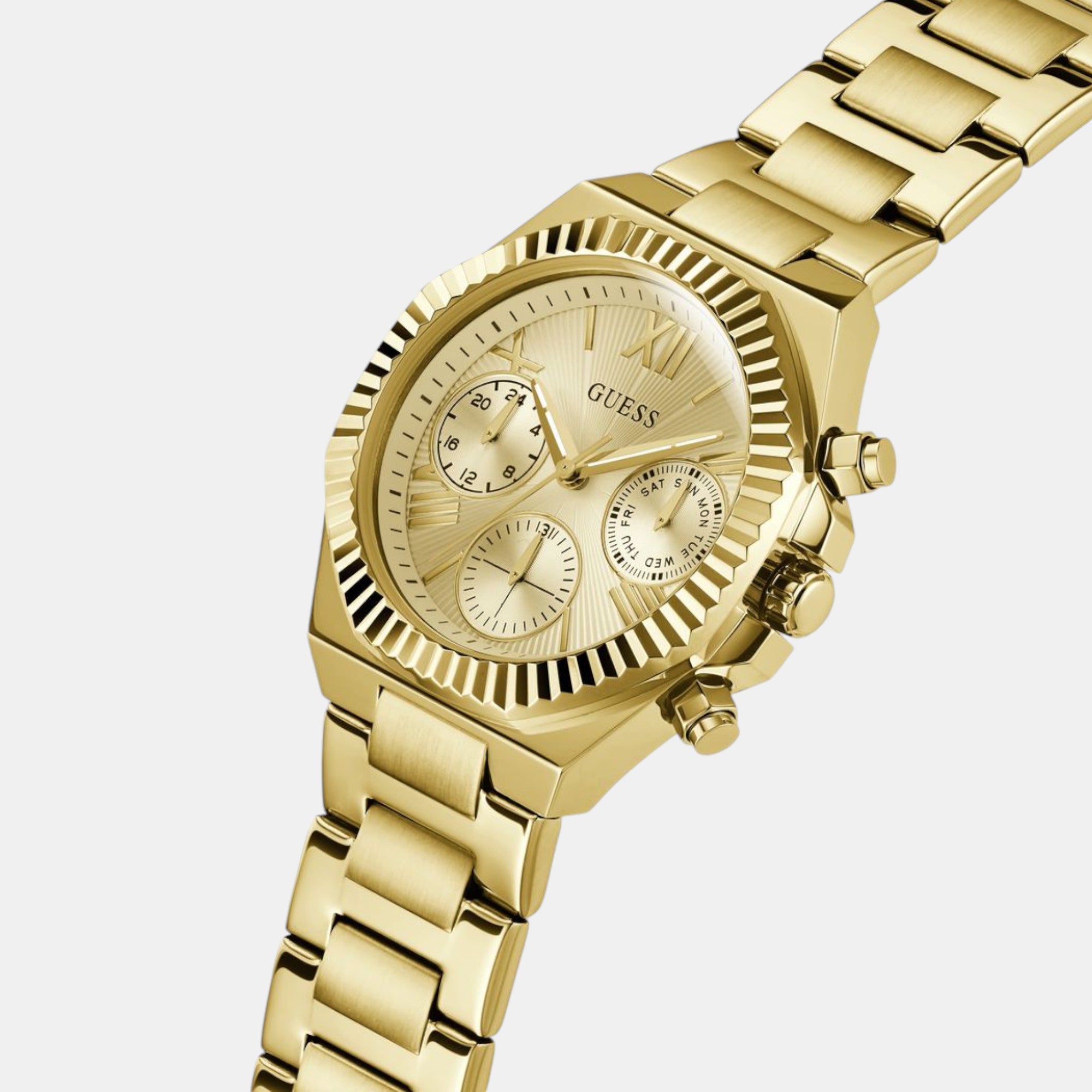 Guess Women Round Champagne watch