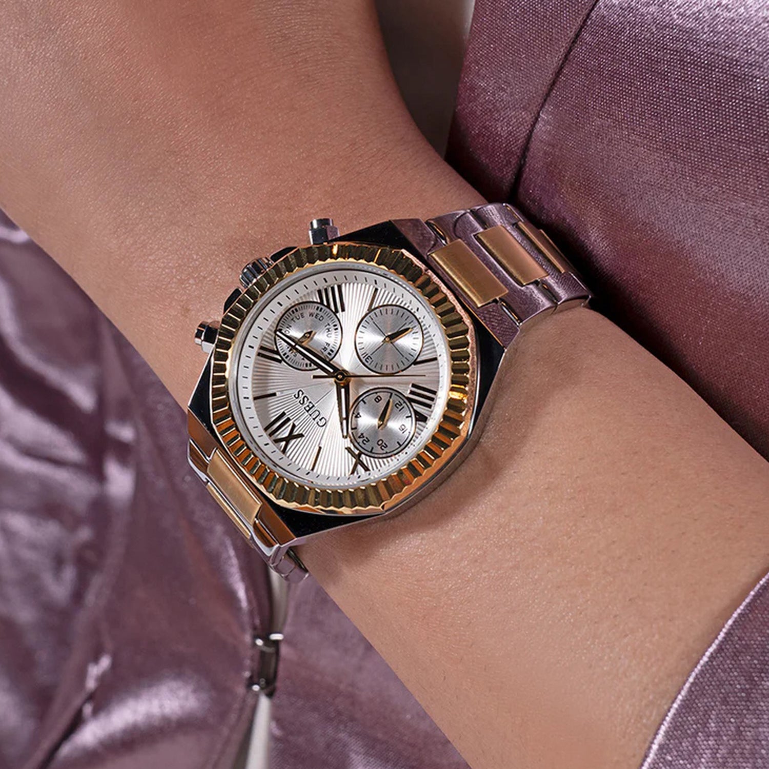 Equality Women Quartz Silver Dial Chronograph Stainless Steel Watch GW0769L3