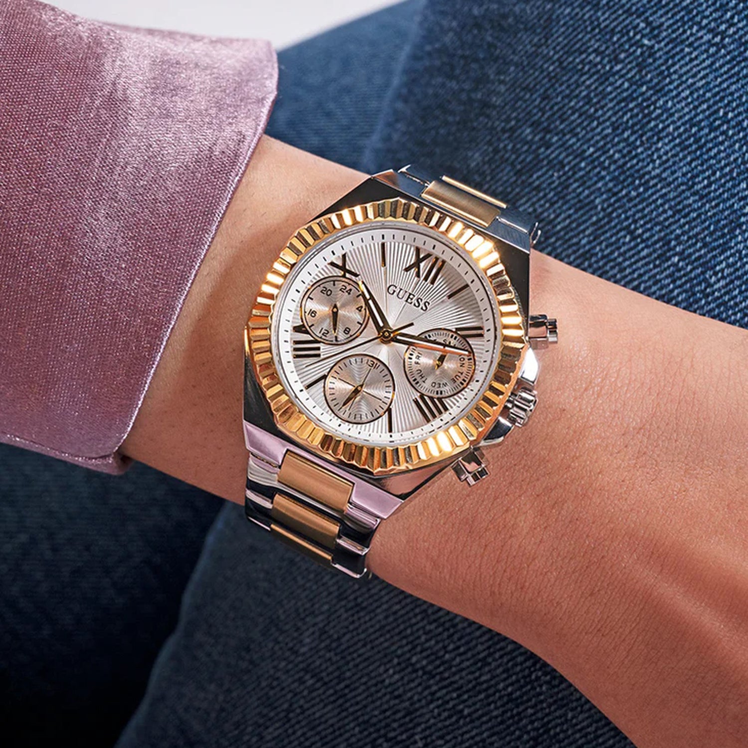 Equality Women Quartz Silver Dial Chronograph Stainless Steel Watch GW0769L3