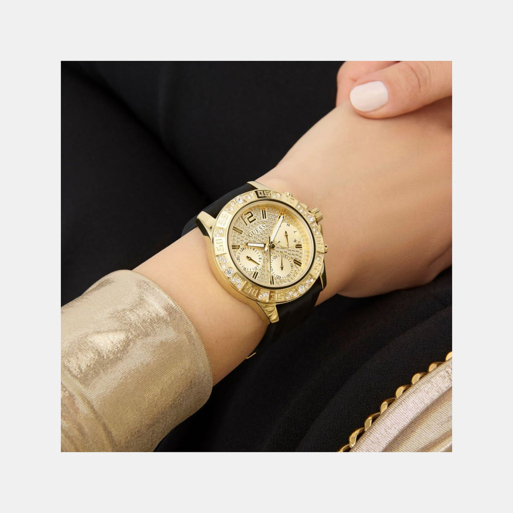 Majesty Women Quartz Champagne Dial Multi-Function Silicone Watch GW0772L5