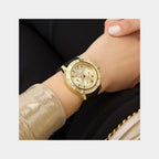 Majesty Women Quartz Champagne Dial Multi-Function Silicone Watch GW0772L5