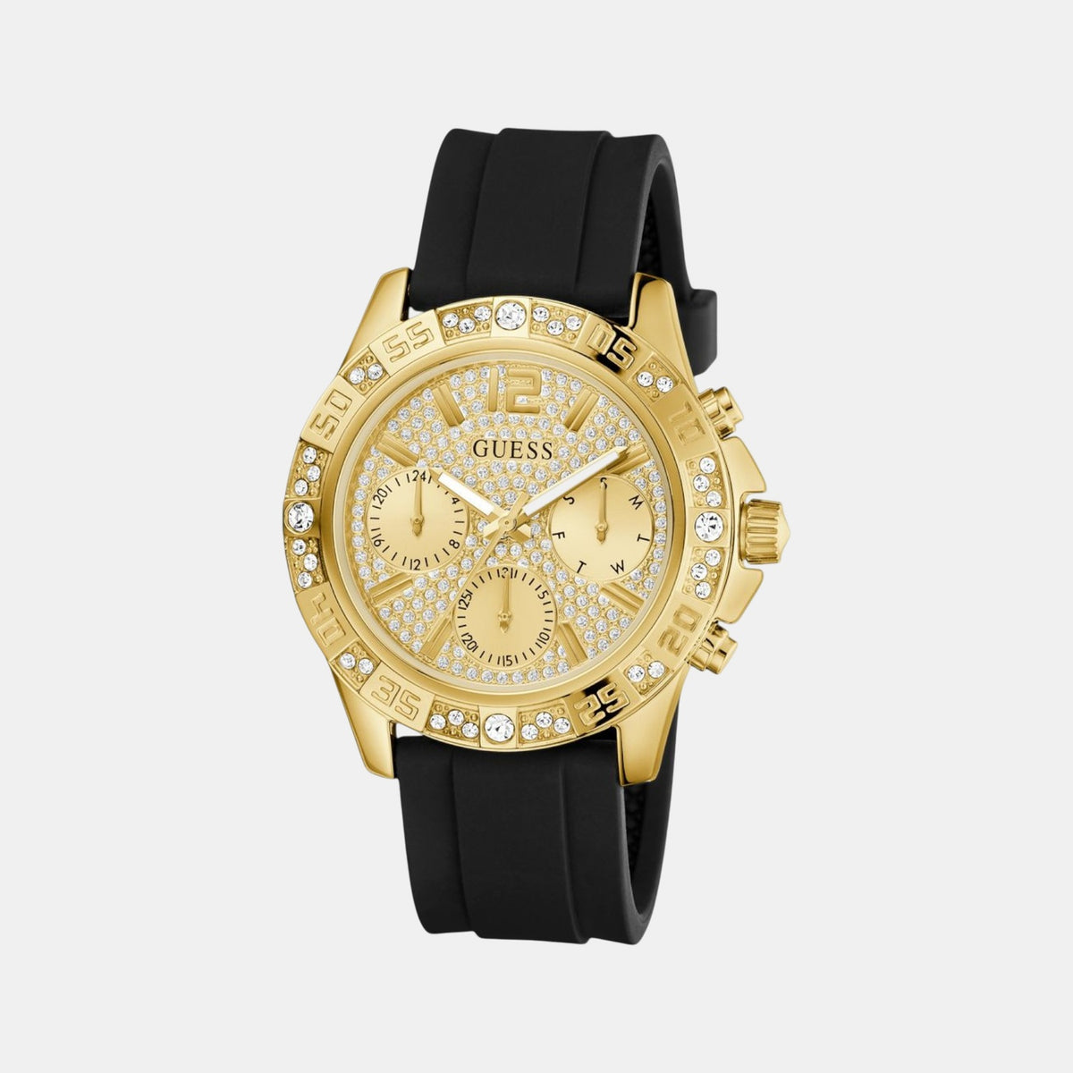 Gt Majesty Women Quartz Champagne Dial Multi-Function Silicone Watch Gw0772L5