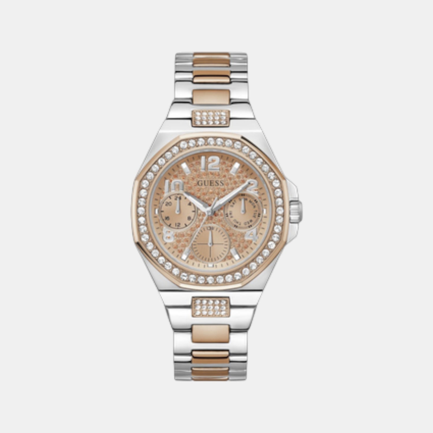 Guess Trend Women Quartz Rose Gold Dial Multi-Function Stainless Steel Watch GW0777L3