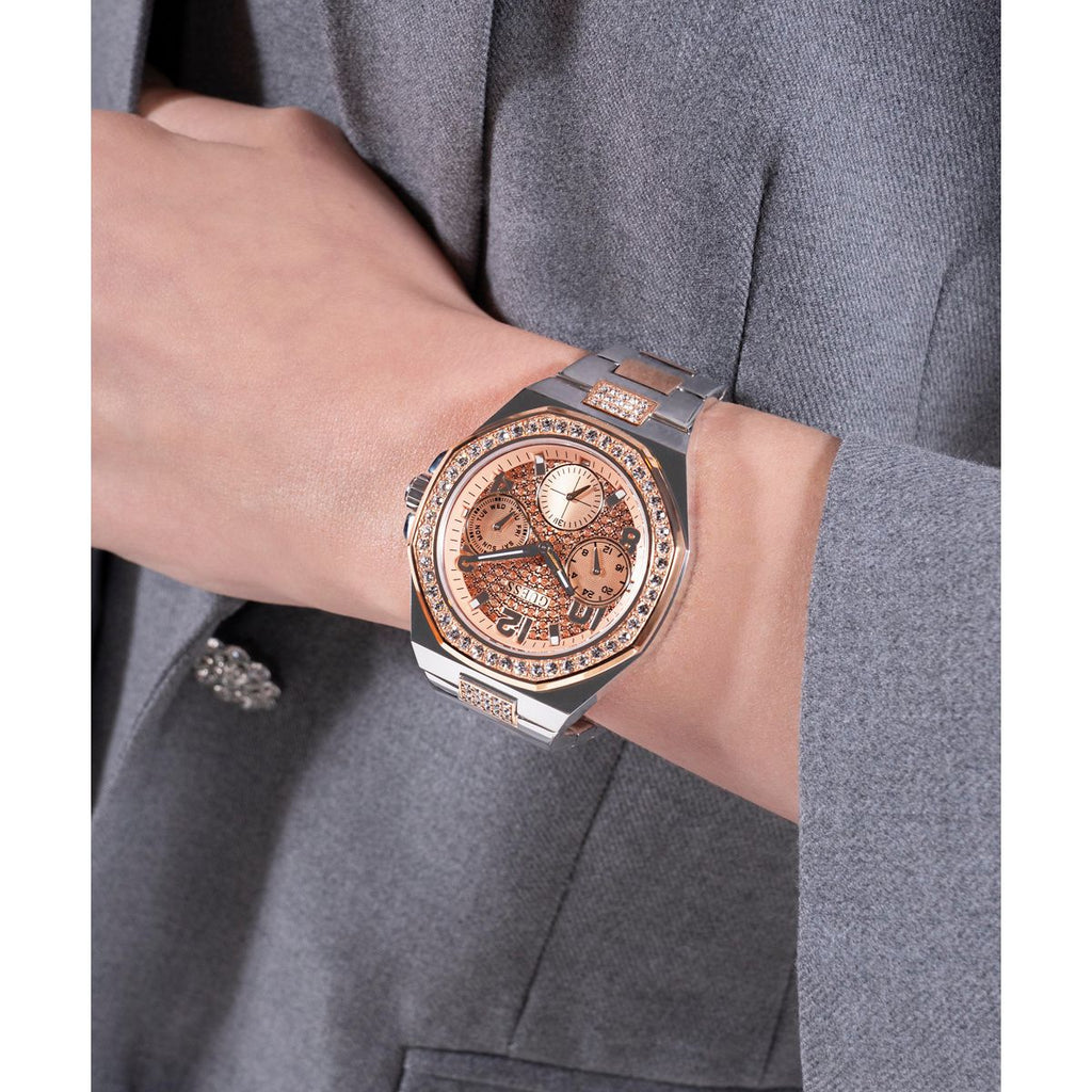 Guess Trend Women Quartz Rose Gold Dial Multi-Function Stainless Steel Watch GW0777L3