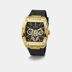 Dress Men Quartz Black Dial Multi-Function Silicone Watch GW0786G1
