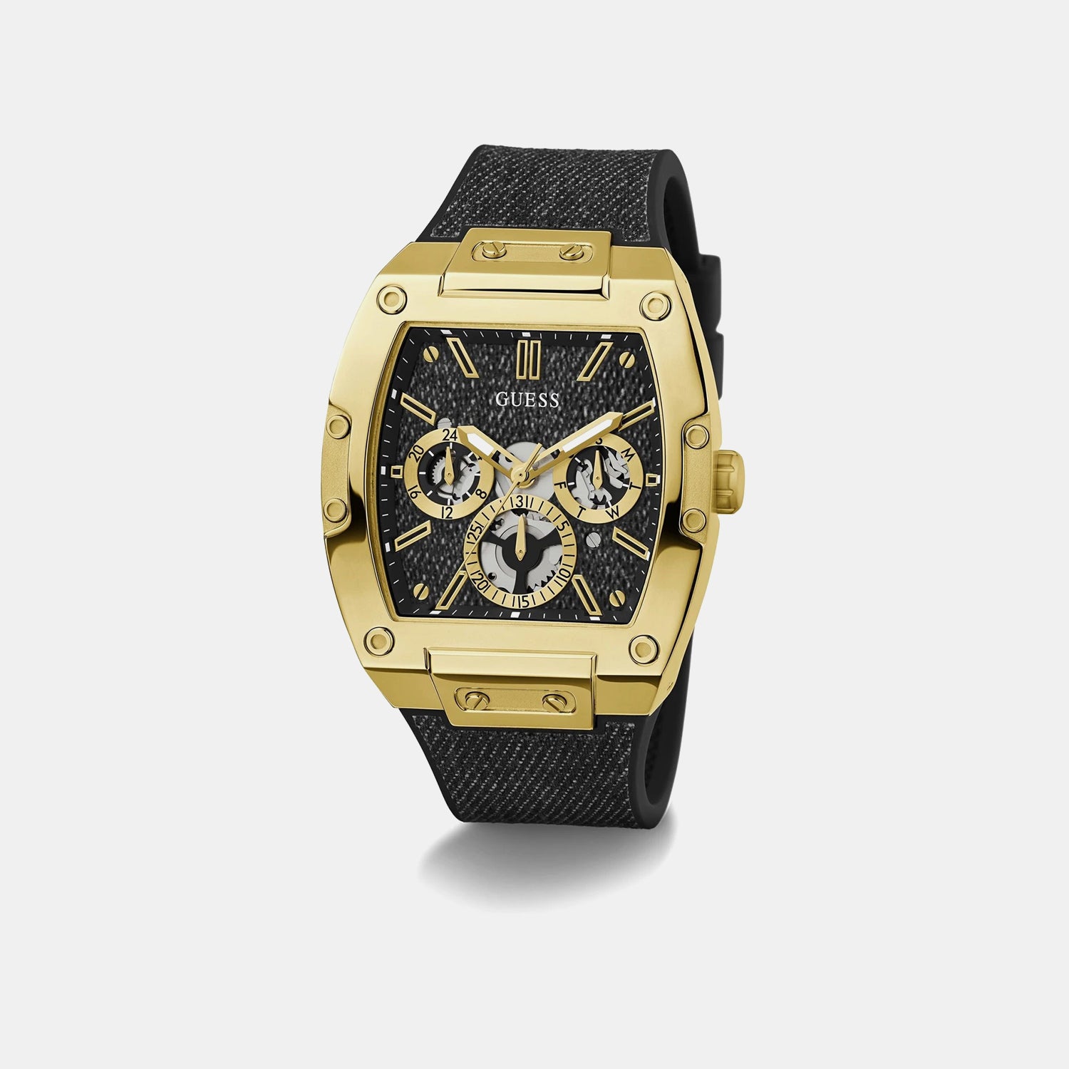 Dress Men Quartz Black Dial Multi-Function Silicone Watch GW0786G1