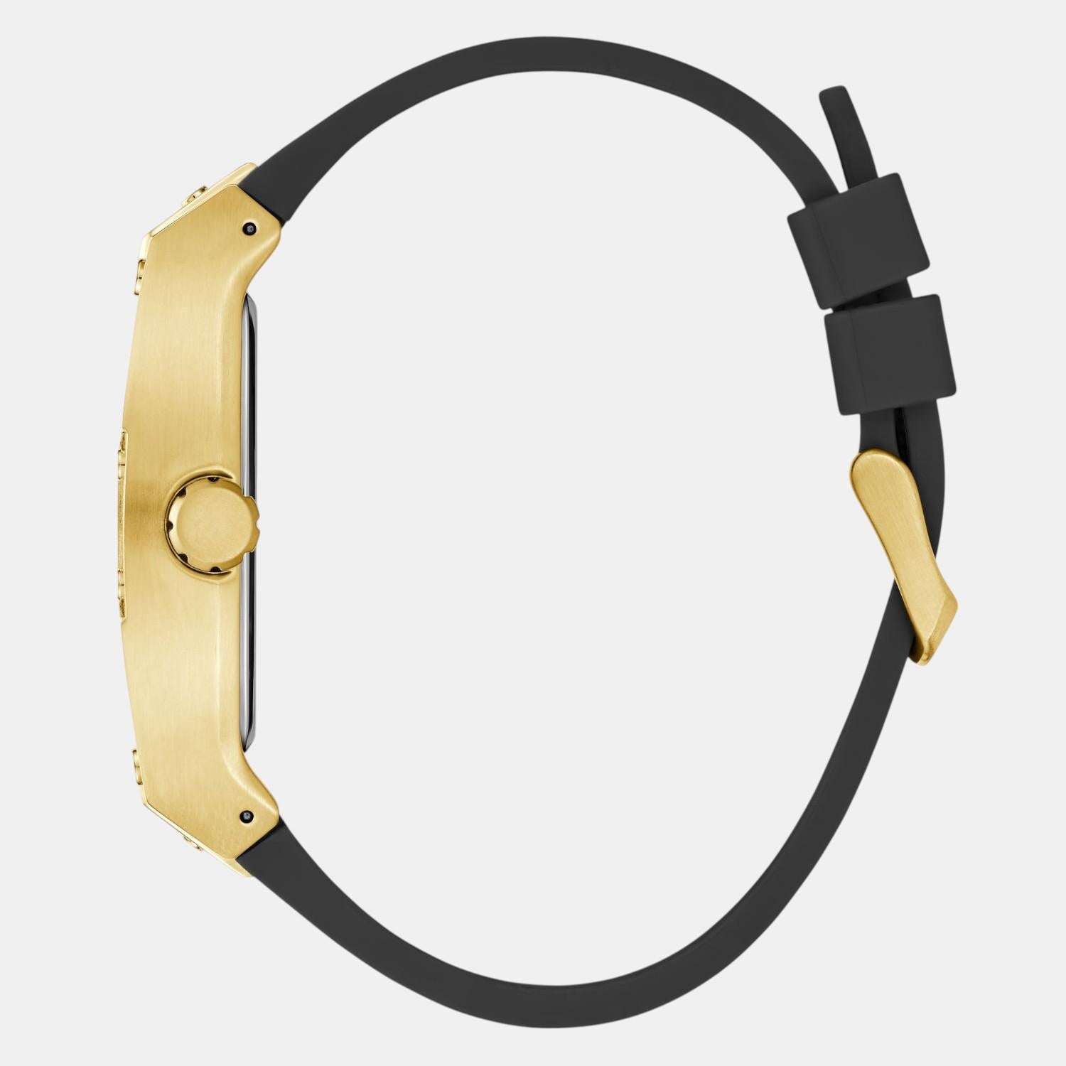 Dress Men Quartz Black Dial Multi-Function Silicone Watch GW0786G1