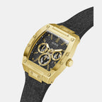 Dress Men Quartz Black Dial Multi-Function Silicone Watch GW0786G1