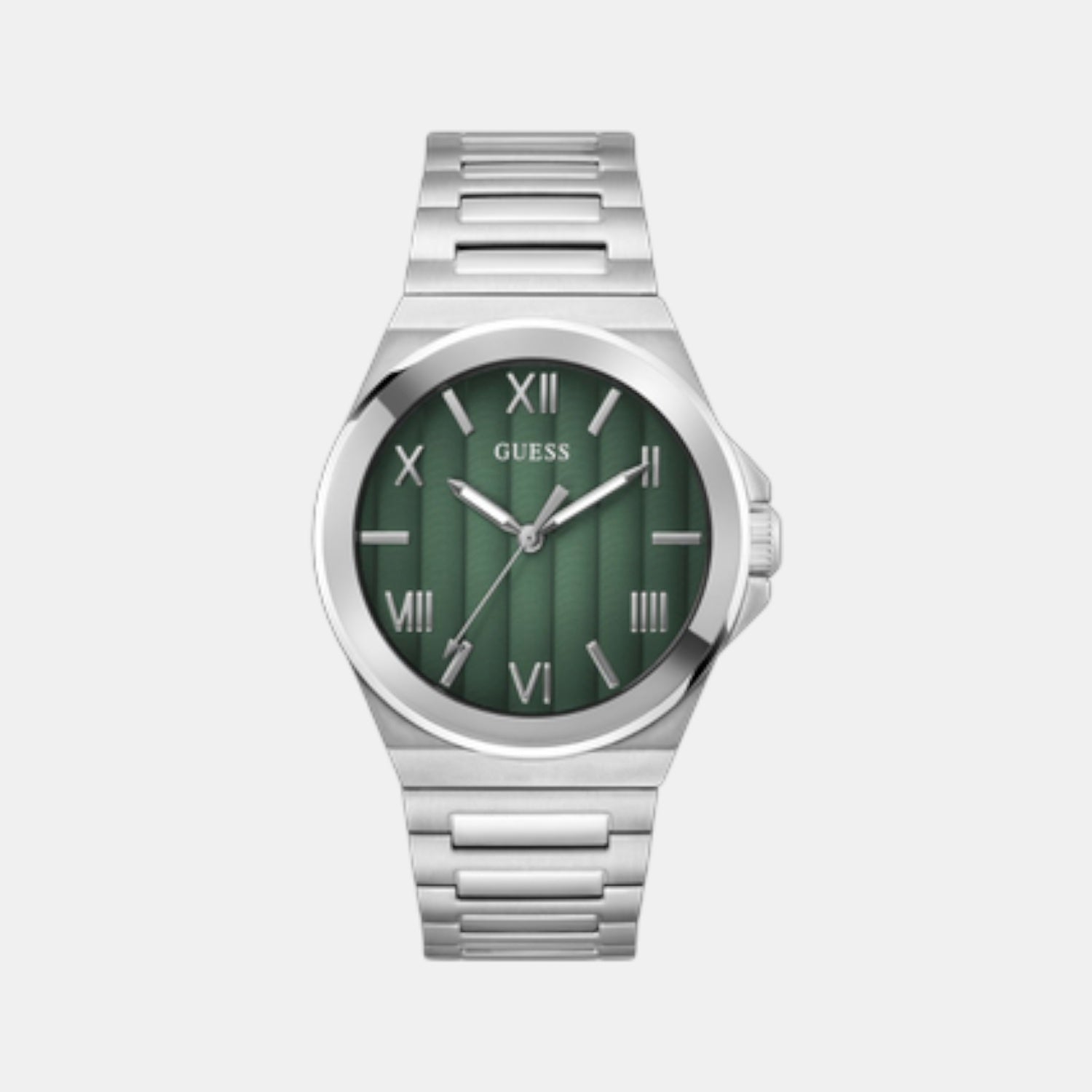 Vinyl Men Quartz Green Dial Analog Stainless Steel Watch GW0789G1