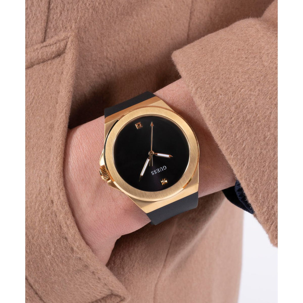 vinyl Men Quartz Black Dial Analog Silicone Watch GW0790G1