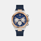 Dress Men Quartz Blue Dial Multi-Function Silicone Watch GW0791G2