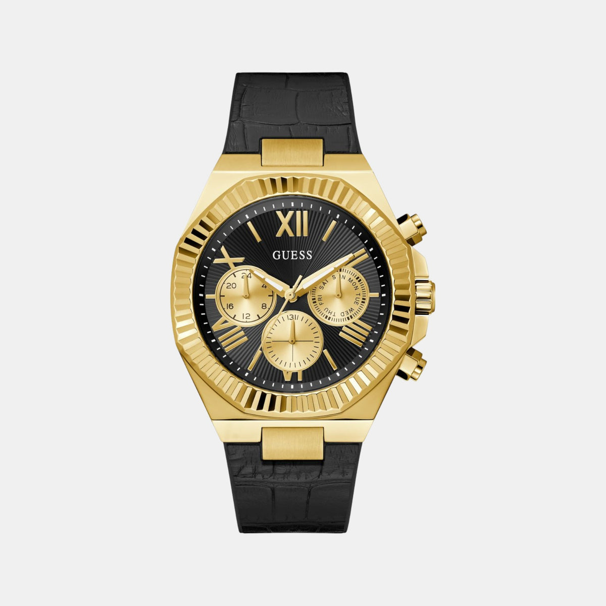 Gd Equity Men Quartz Black Dial Multi-Function Leather Watch Gw0791G3