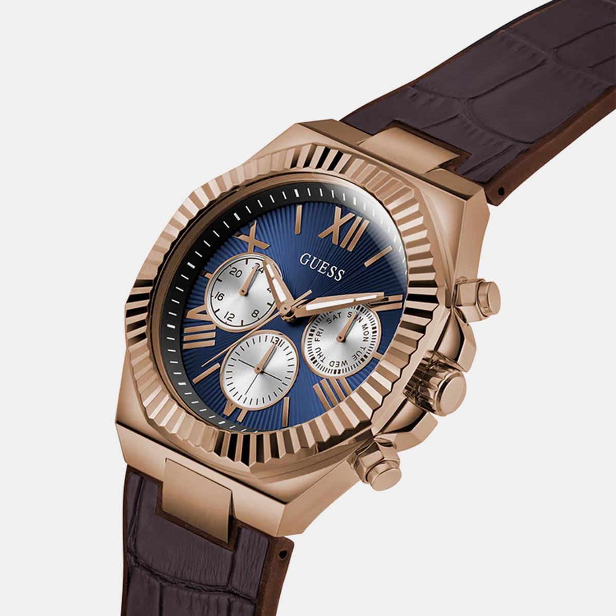 Gd Equity Men Quartz Blue Dial Multi-Function Leather Watch Gw0791G4