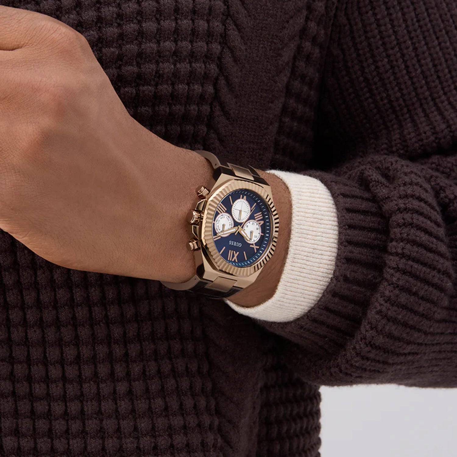 Equity Men Quartz Blue Dial Multi-Function Leather Watch GW0791G4