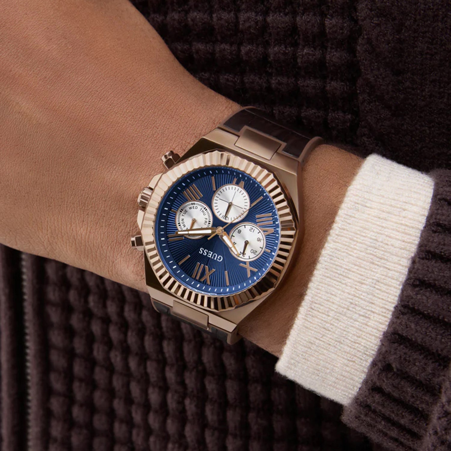 Equity Men Quartz Blue Dial Multi-Function Leather Watch GW0791G4