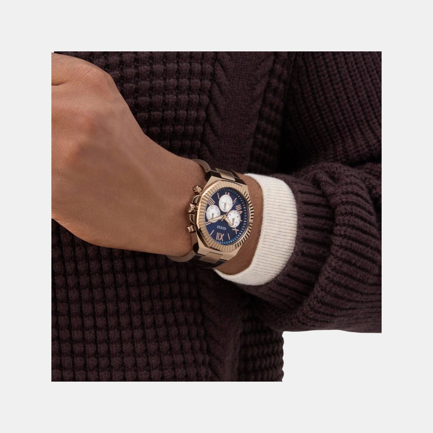 Equity Men Quartz Blue Dial Multi-Function Leather Watch GW0791G4