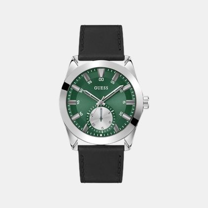 Dress Men Quartz Green Dial Analog Leather Watch GW0793G1