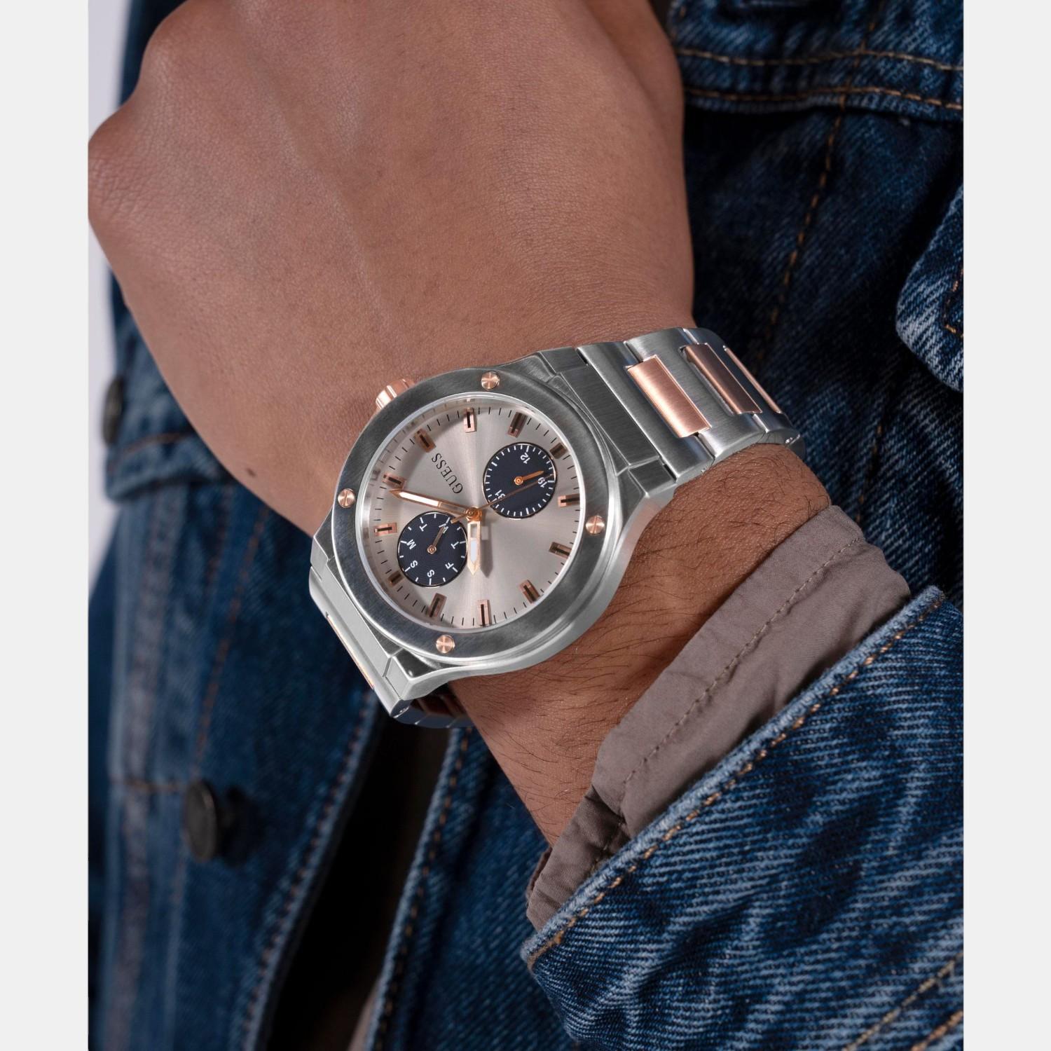 Dress Men Quartz Grey Dial Multi-Function Stainless Steel Watch GW0795G2