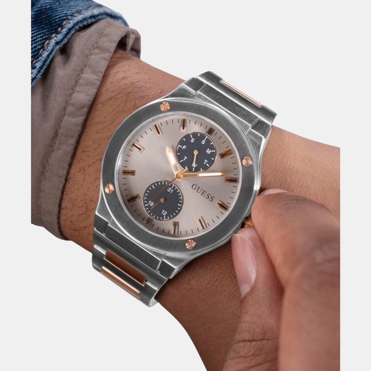 Gd Jet Men Quartz Grey Dial Multi-Function Stainless Steel Watch Gw0795G2
