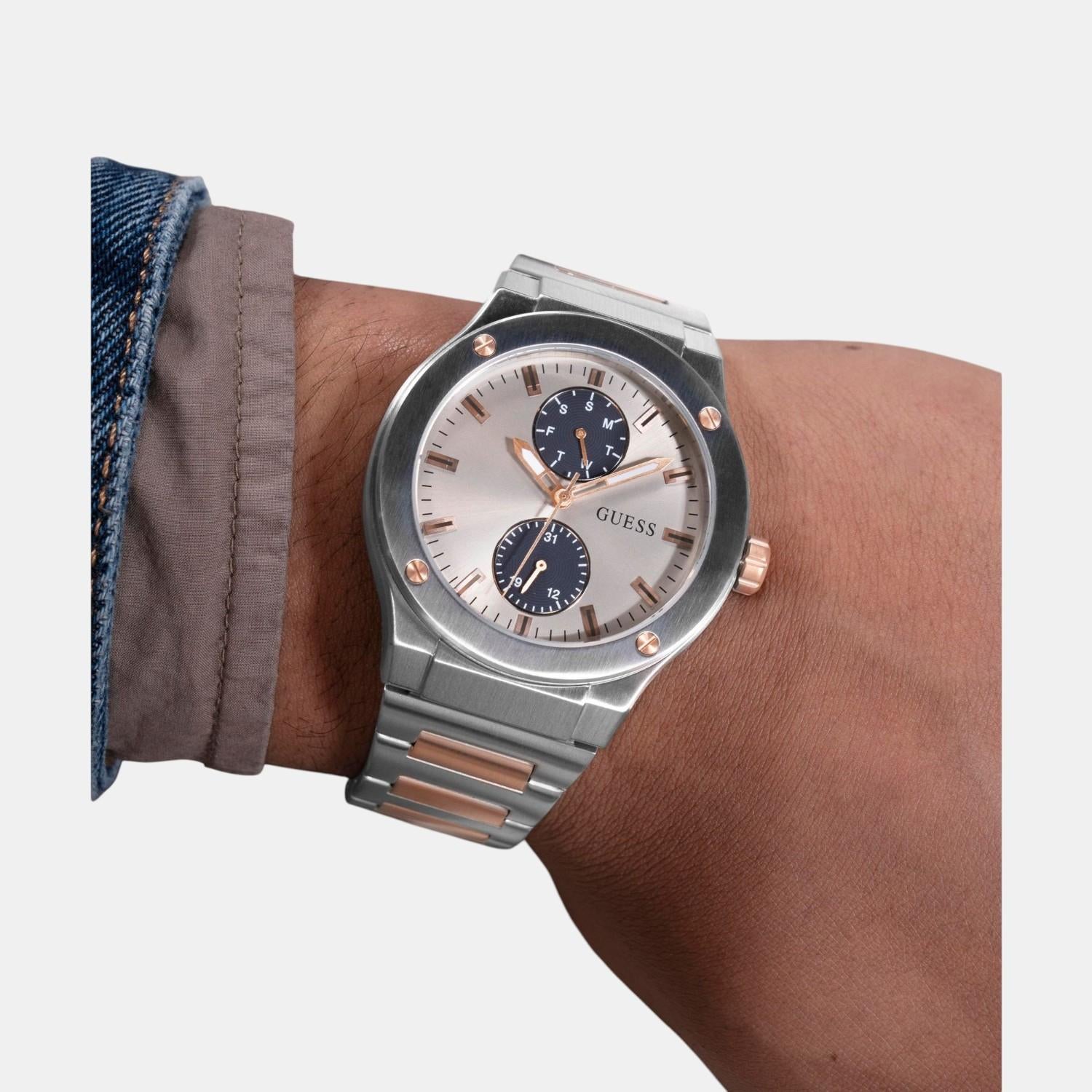 Dress Men Quartz Grey Dial Multi-Function Stainless Steel Watch GW0795G2