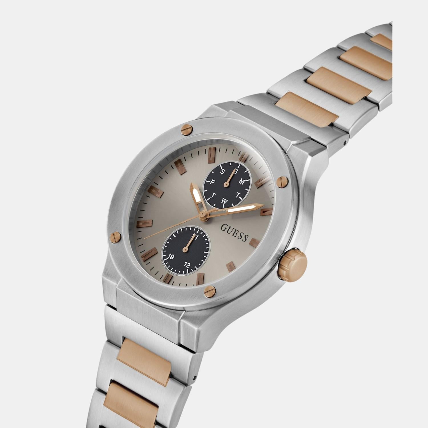 Dress Men Quartz Grey Dial Multi-Function Stainless Steel Watch GW0795G2