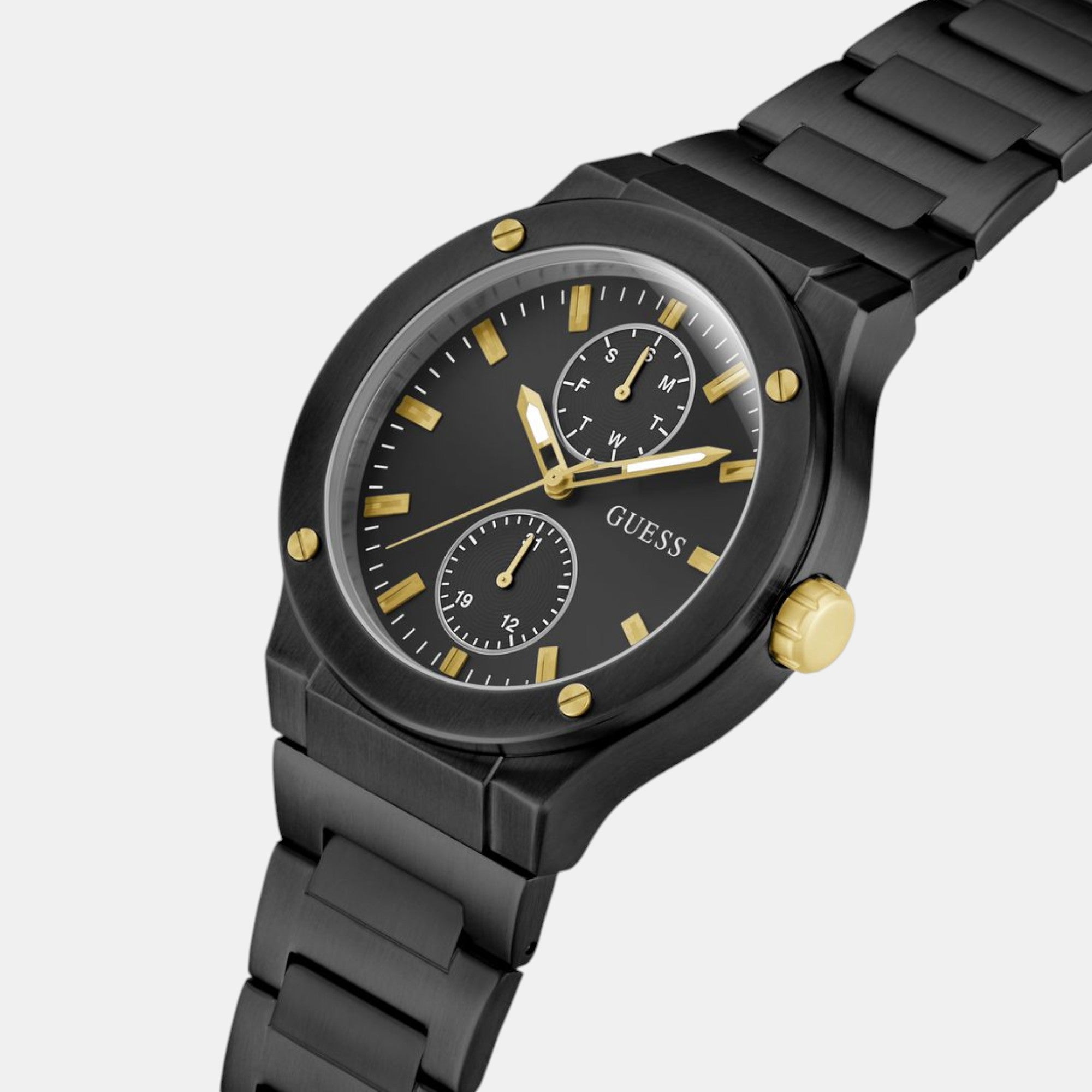 Guess Men Round Black watch