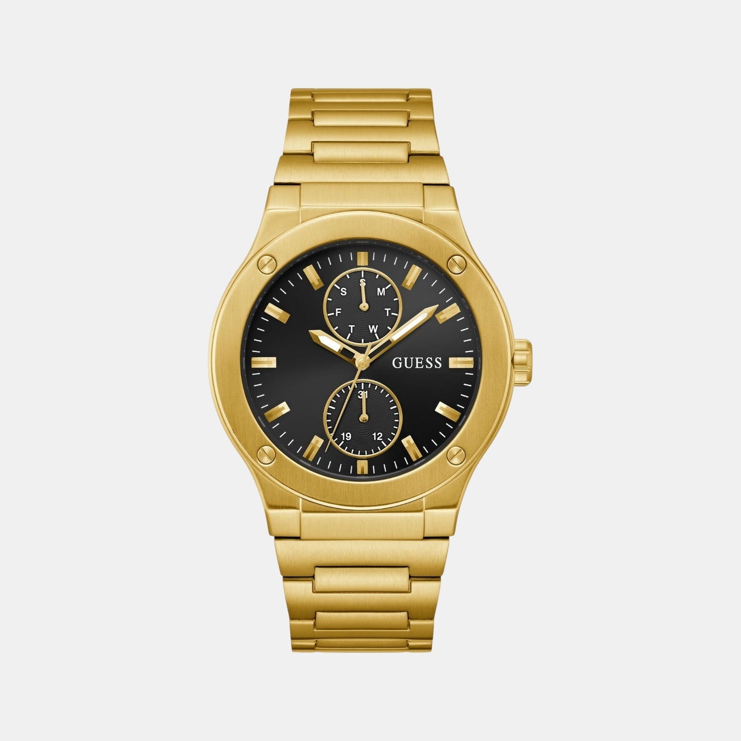 Dress Men Quartz Black Dial Multi-Function Stainless Steel Watch GW0795G4