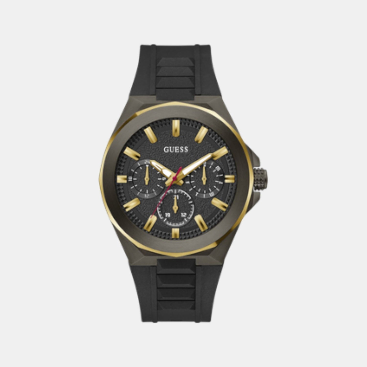 Dashboard Men Quartz Black Dial Multi-Function Silicone Watch GW0799G1