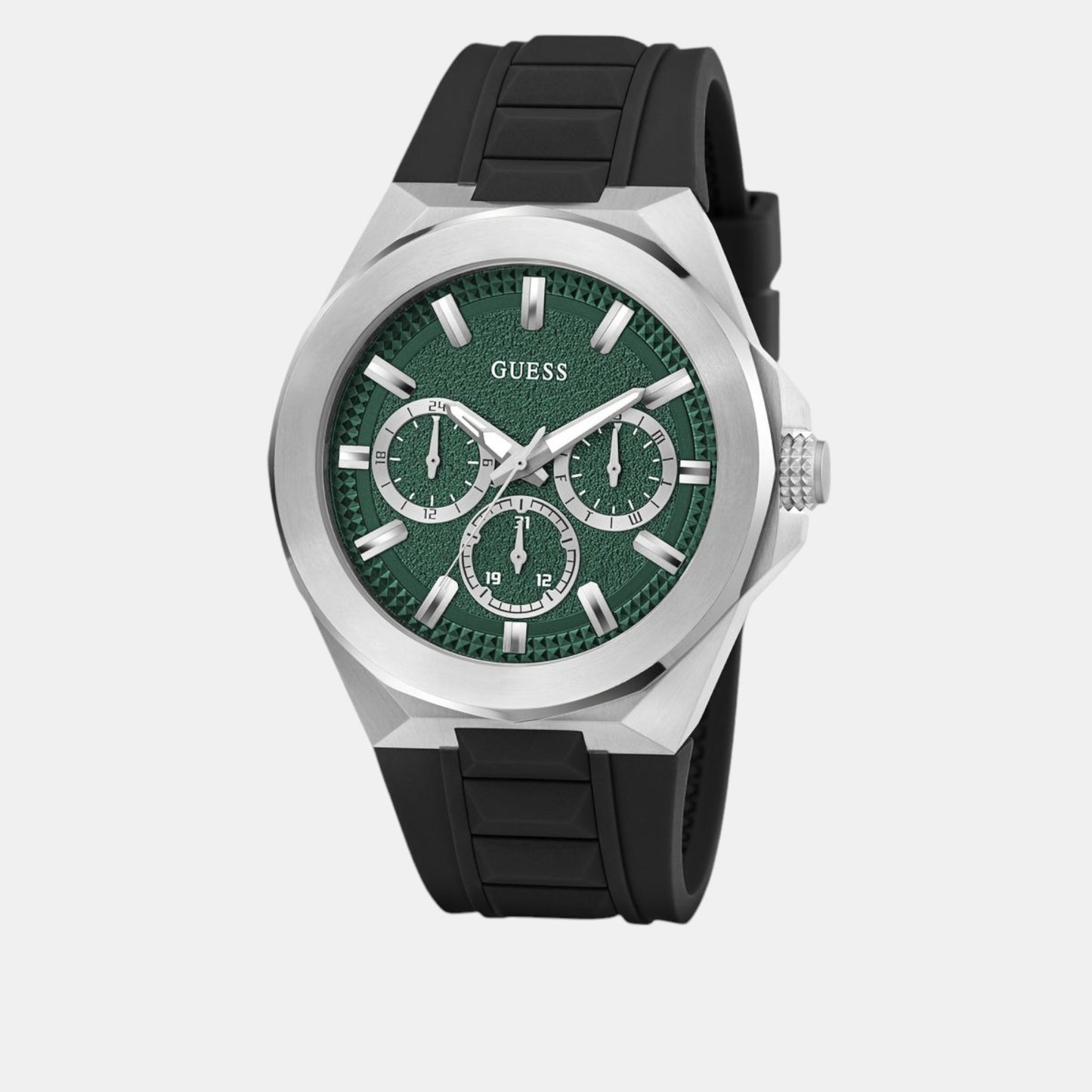 Sport Men Quartz Green Dial Multi-Function Silicone Watch GW0799G3